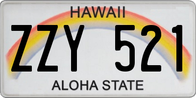 HI license plate ZZY521