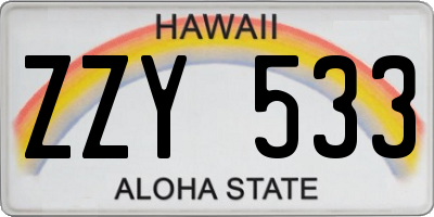 HI license plate ZZY533