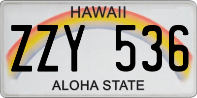 HI license plate ZZY536