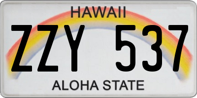 HI license plate ZZY537