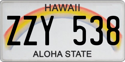 HI license plate ZZY538