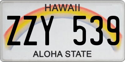 HI license plate ZZY539