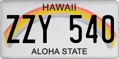 HI license plate ZZY540