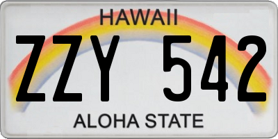 HI license plate ZZY542