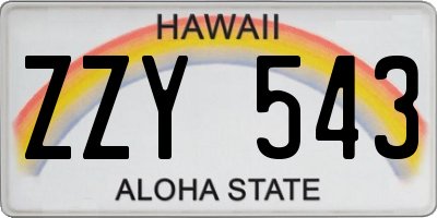 HI license plate ZZY543