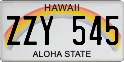 HI license plate ZZY545