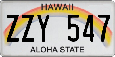 HI license plate ZZY547