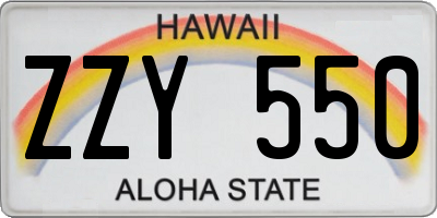 HI license plate ZZY550