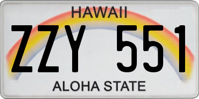 HI license plate ZZY551