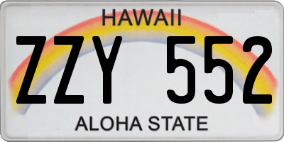 HI license plate ZZY552