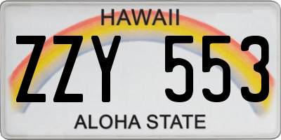 HI license plate ZZY553