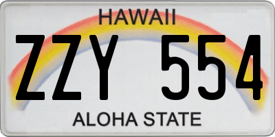 HI license plate ZZY554