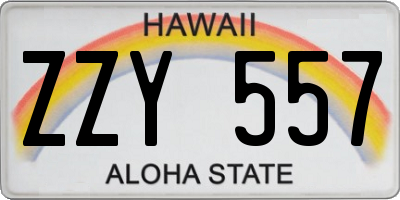 HI license plate ZZY557