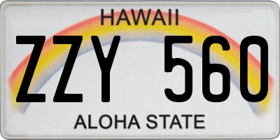 HI license plate ZZY560