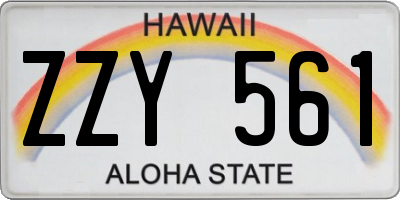 HI license plate ZZY561