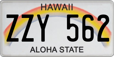 HI license plate ZZY562