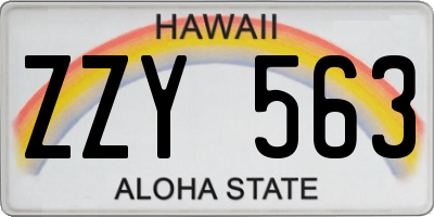 HI license plate ZZY563