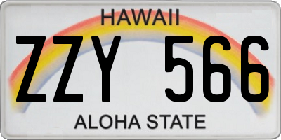 HI license plate ZZY566