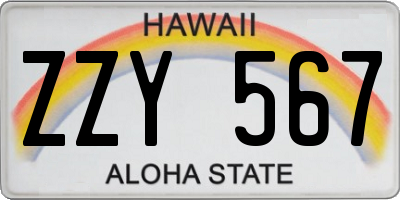 HI license plate ZZY567