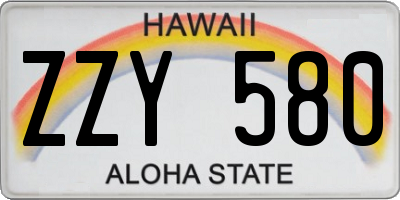 HI license plate ZZY580