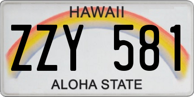 HI license plate ZZY581