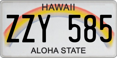 HI license plate ZZY585