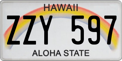 HI license plate ZZY597