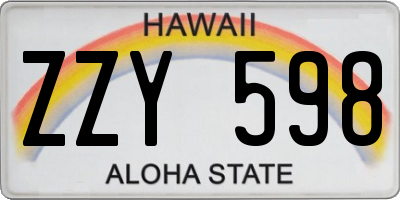 HI license plate ZZY598