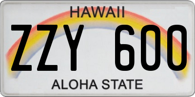 HI license plate ZZY600