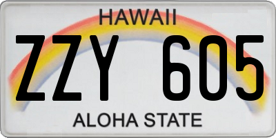 HI license plate ZZY605