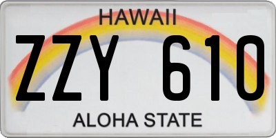 HI license plate ZZY610