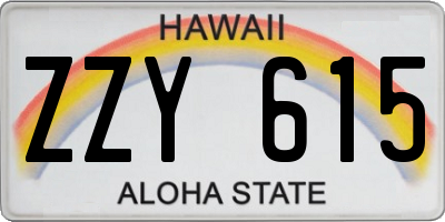 HI license plate ZZY615