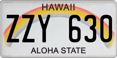 HI license plate ZZY630