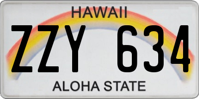 HI license plate ZZY634