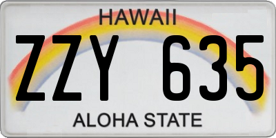 HI license plate ZZY635