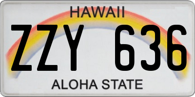 HI license plate ZZY636