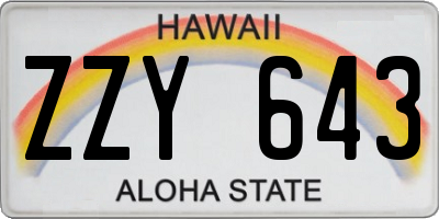 HI license plate ZZY643