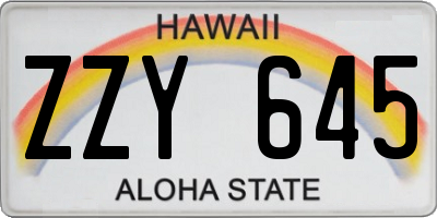 HI license plate ZZY645