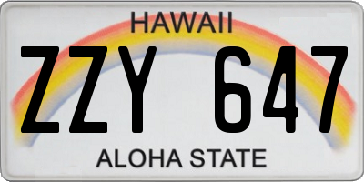 HI license plate ZZY647