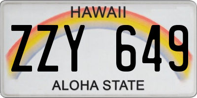 HI license plate ZZY649