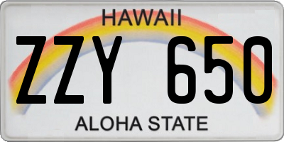 HI license plate ZZY650