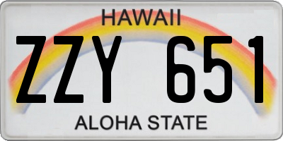 HI license plate ZZY651