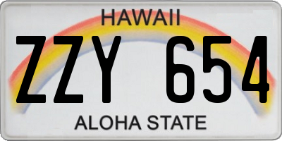 HI license plate ZZY654