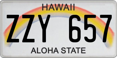 HI license plate ZZY657