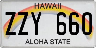 HI license plate ZZY660