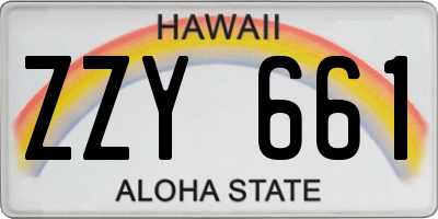 HI license plate ZZY661