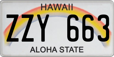 HI license plate ZZY663