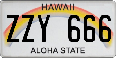 HI license plate ZZY666