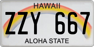 HI license plate ZZY667