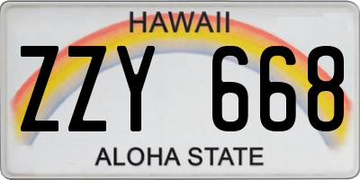 HI license plate ZZY668